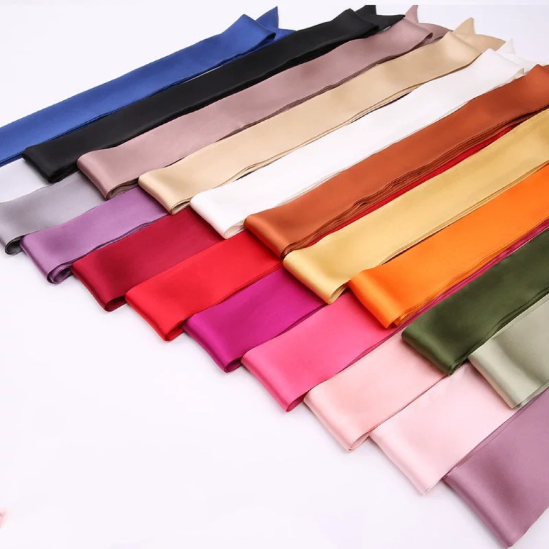 French Street Fashion - Satin Solid Color Silk Scarf Narrow