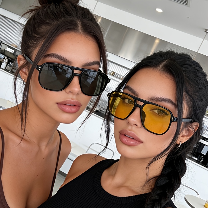 Street Fashion Photo - 2Pcs Unisex Double Bridge Oversized Frame