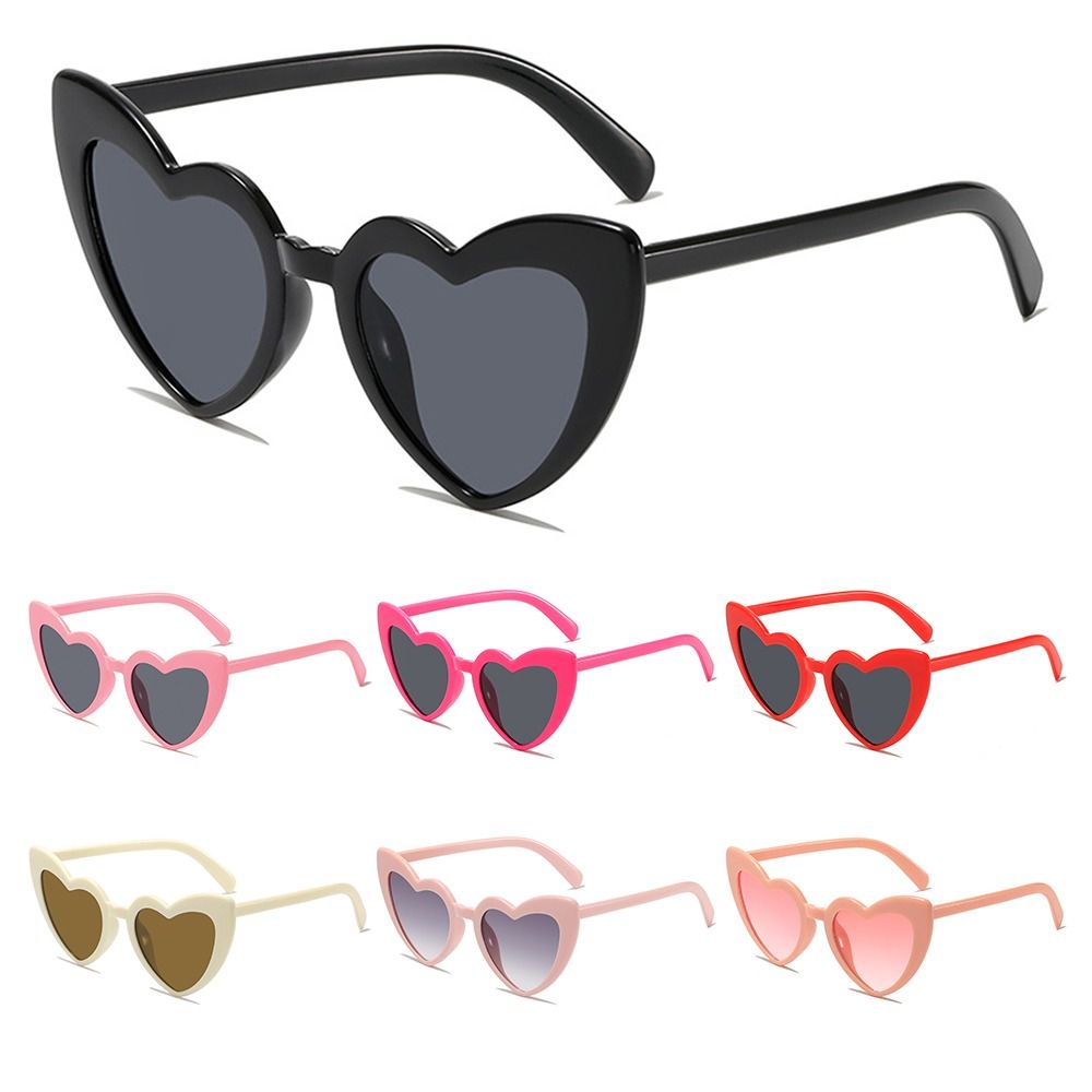 Street Fashion Shoot - Heart-Shaped Sunglasses Vintage Irregular Pink Heart