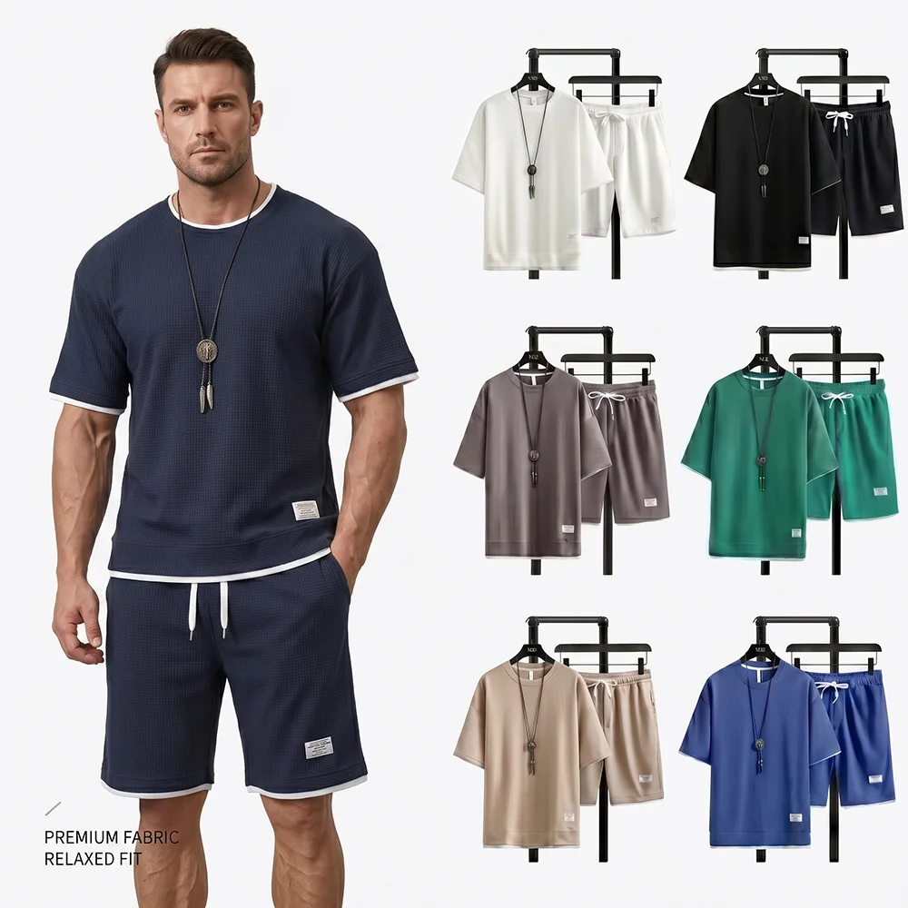 Summer Men's Waffle Knit Track - Street Fashion Dance 评论和价格