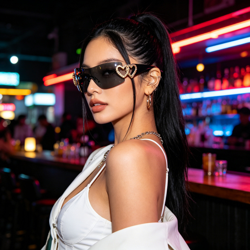 Y2K Rimless Heart Sunglasses C - Street Fashion Shoot 评论和价格