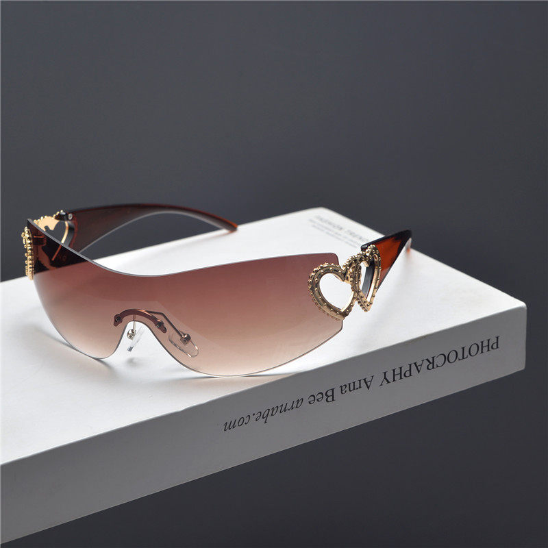 Y2K Rimless Heart Sunglasses C - Street Fashion Shoot 评论和价格