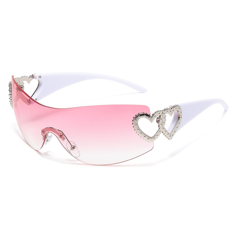 Y2K Rimless Heart Sunglasses C - Street Fashion Shoot 评论和价格