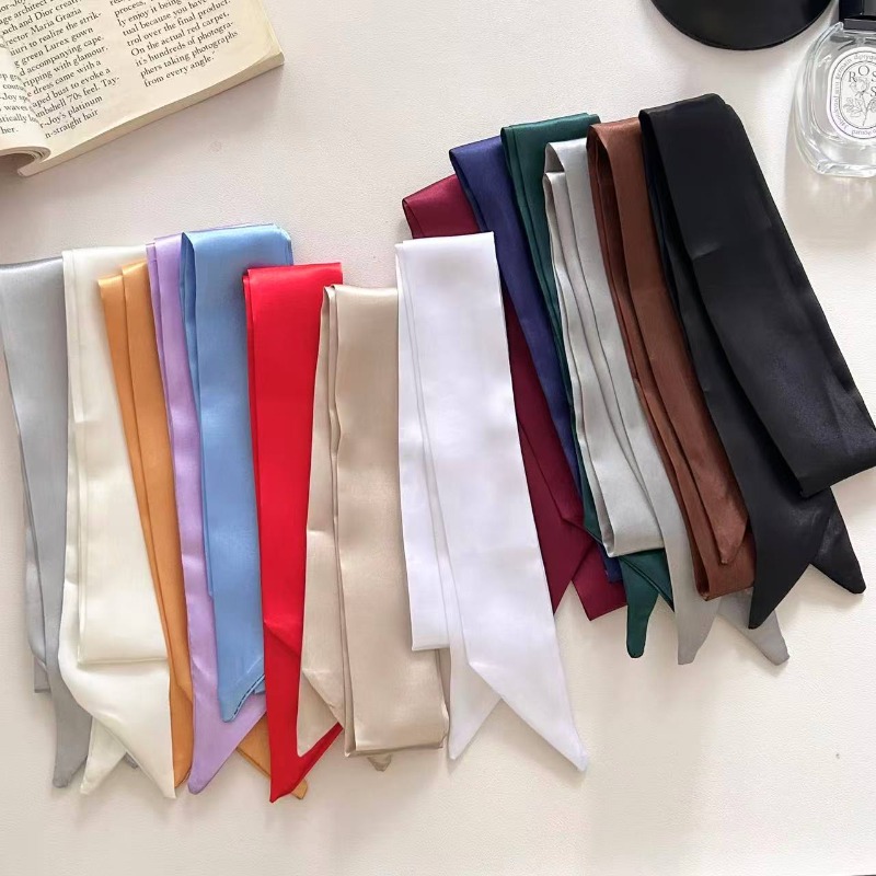 Satin Solid Color Silk Scarf N - French Street Fashion 评论和价格