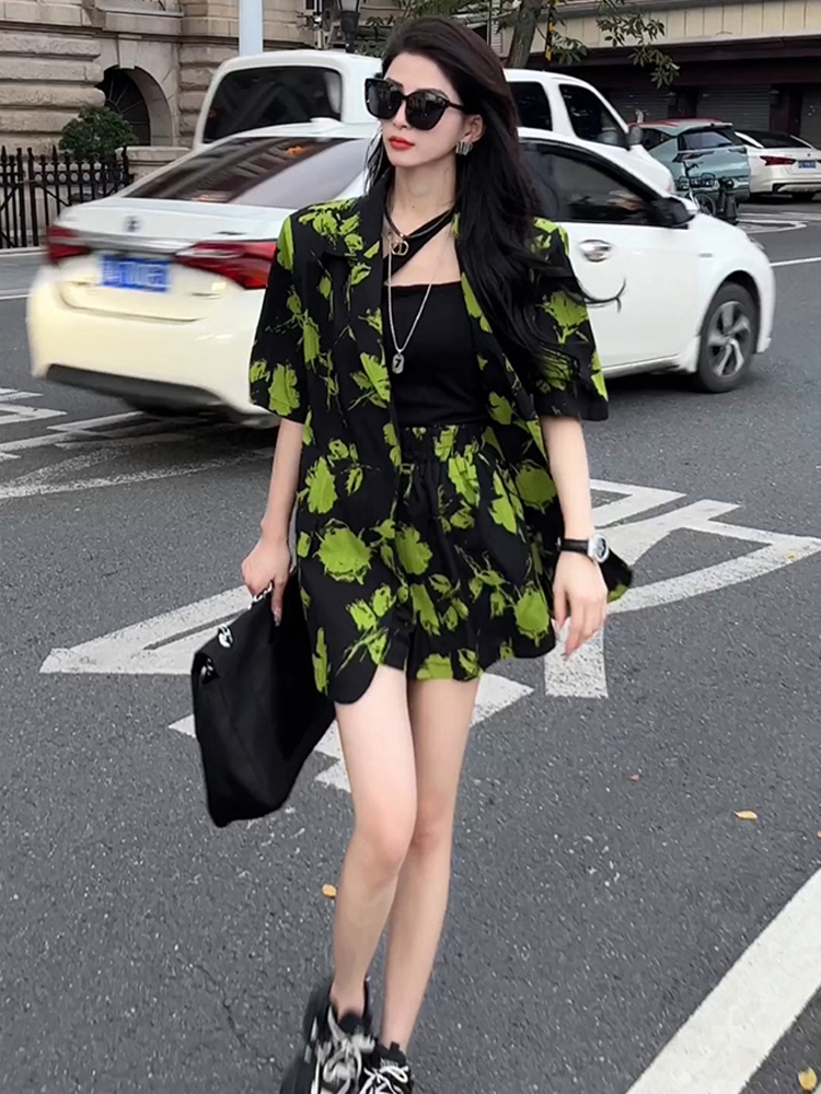 Fashionable Print Suit Set Wom - Street Fashion Online 评论和价格