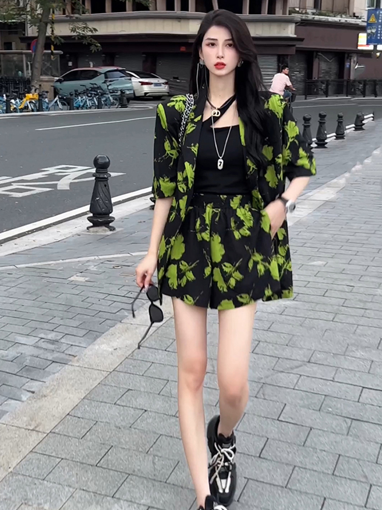 Fashionable Print Suit Set Wom - Street Fashion Online 评论和价格
